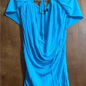 bebe Bright Blue Draped Top